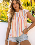 Addilyn Ruffled O-neck Sleeveless Top