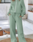 Solid Zip-Up Jacket and Drawstring Pants Set