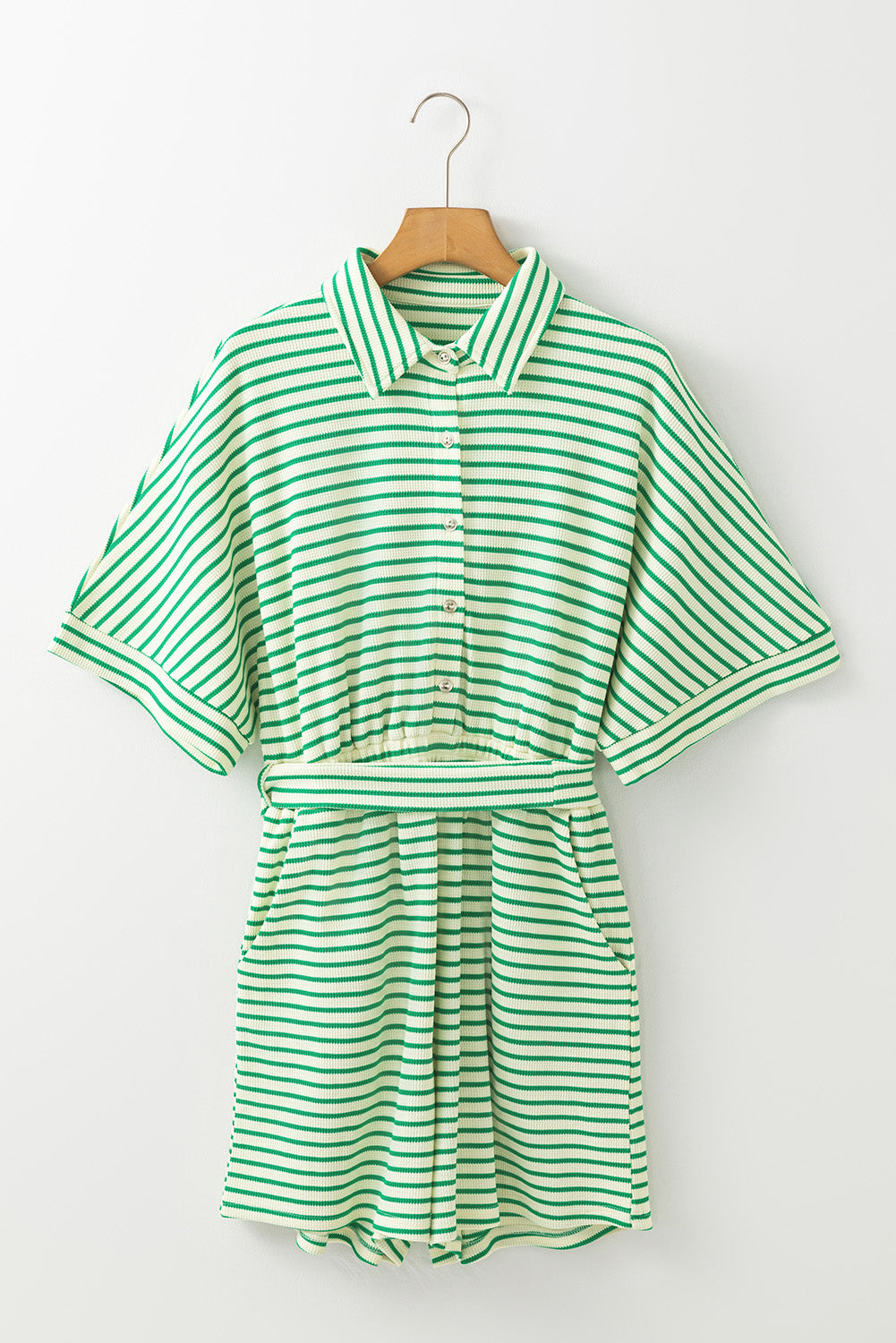 Annabelle Stripe Buttoned &amp; Tie Romper