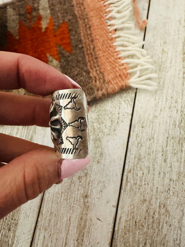 Navajo Sterling Silver Hand Stamped Ponytail Clip