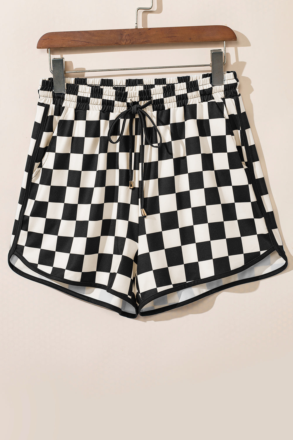 Checkered Drawstring Casual Shorts
