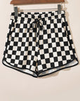 Checker Drawstring Elastic Waist Shorts