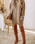 Cable Knit Drop Shoulder Sweater Dress