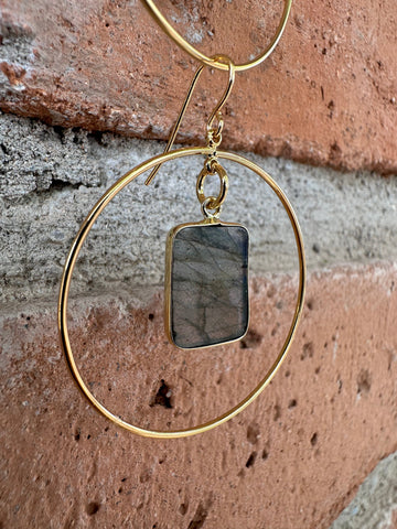 Elevate Your Style: Handmade Labradorite Golden Hoop Earrings