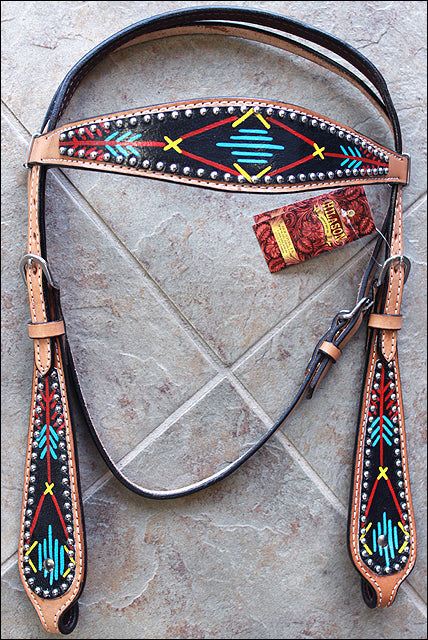 HILASON Western Horse Genuine Leather Headstall &amp; Breast Collar Set Tan