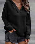 Collins V Neck Ribbed Drop Shoulder Hooded Sweater