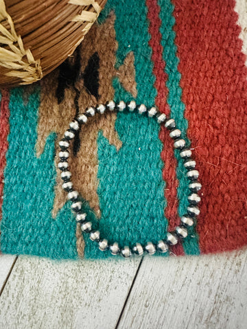 Navajo Sterling Silver 5mm Pearl Beaded Stretch Bracelet