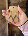 4 mm teardrop earrings Sterling Silver Pearls with Faceted pink Opal