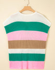 Plus Size Stripe Colorblock V-Neck Sweater