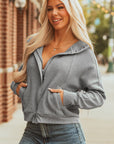 Kayla Waffle Zip Up Hooded Jacket
