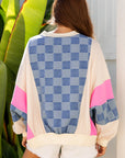 Chelsea Oversized Checkered Denim Casual Sweatshirt