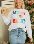 Christmas Merry And Bright Cable Knit Pullover Sweatshirt