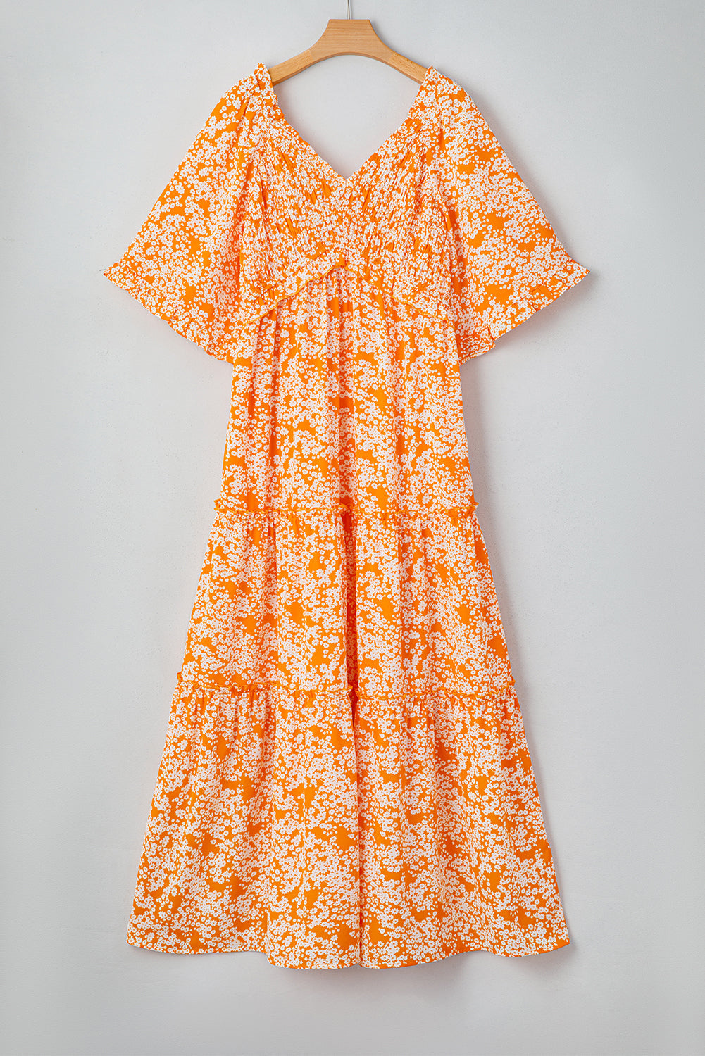 Eileen Floral V Neck Wide Sleeve Maxi Dress