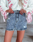 Rhinestone Denim Skirt