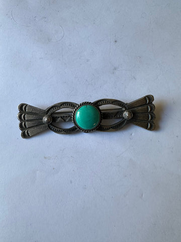 Navajo Sterling Silver & Turquoise Pin Signed