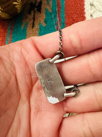 Navajo Rose Dahlia & Sterling Silver Bar Necklace