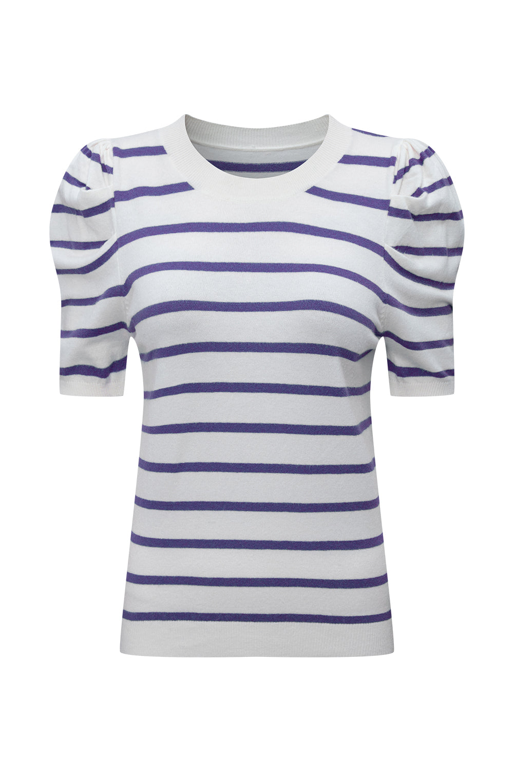 Stripe Ruched Bubble Sleeve Top