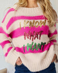 I KNOW WHAT I WANT Sequin Colorblock Stripe Sweater