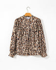 Leopard Balloon Sleeve Button-Up Shirt