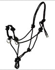 Hilason Western Tack Side Pull Horse Rope Halter Black W/ Nickle Plated Ring