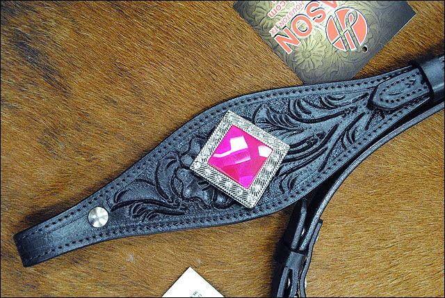Hilason Western Headstall &amp; Breast Collar Horse American Leather Black Pink