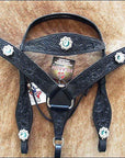HILASON Western Horse Headstall Breast Collar Set Tack Genuine American Leather