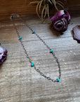 Sleeping Beauty Turquoise Necklace – Silver-Plated Paperclip Chain – Handmade by The Bijoux FAB – 15"