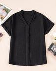 Lilla Notched Neck Batwing Sleeve Lightweight Blouse