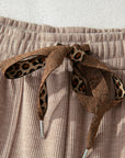Leopard Corduroy Drawstring High Waist Pants