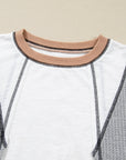Colorblock Textured Knit Patchwork Top