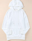 Solid Ripped Hooded Sweatshirt