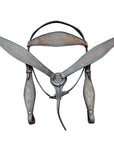 HILASON Western Horse Headstall Breast Collar Set Tack Genuine American Leather Plain Rough Out Dark Brown