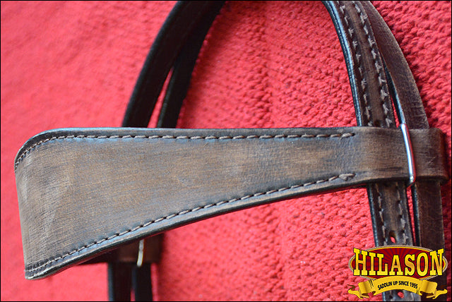 HILASON Western Horse Headstall Breast Collar Set Tack Genuine American Leather Plain Rough Out Dark Brown