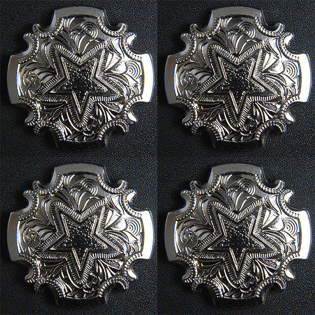 Western Screw Back Concho 1.5In Bright Silver Star Saddle Cowgirl Hilason