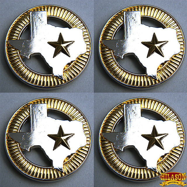 Western Screw Back Concho 1.5 In Texas Star Gold Silver Round Saddle
