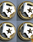 Western Screw Back Concho 1.5 In Texas Star Gold Silver Round Saddle