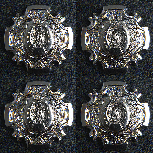 Western Screw Back Concho 1.5 In. Nickle Plated Horse Shoe Saddle Cowgirl