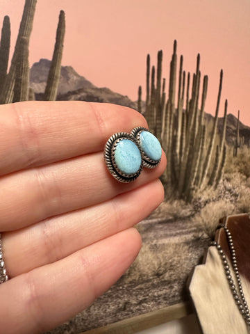 Handmade Golden Hills Turquoise & Sterling Silver Stud Earrings