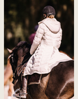Cream Duck Down Riding Coat with Velvet Collar