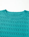 Solid Knit Ribbed Cuff Crewneck Sweater