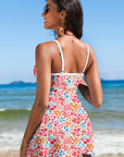 Floral Ricrac Trim Spaghetti Strap Swim Dress