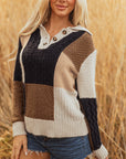 Paige Cable Knit Sleeve Buttons Collared Sweater