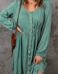 Julianna Button Up High Waist Long Sleeve Dress