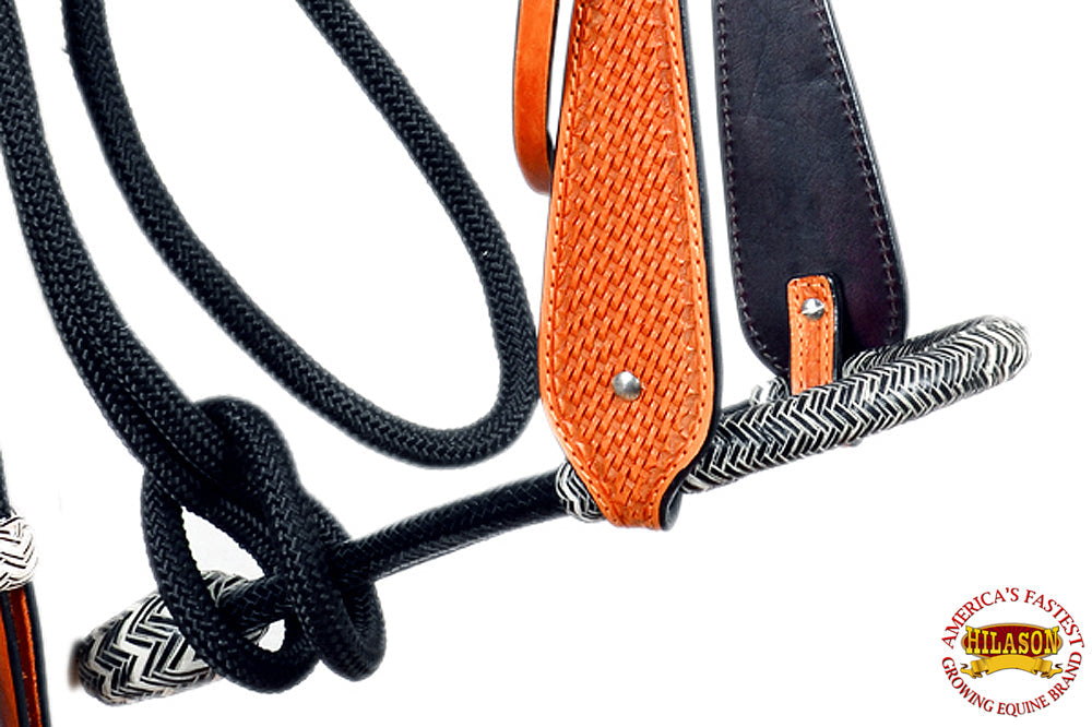 Western Horse Headstall Tack Bridle American Leather Bitless Rein Hilason