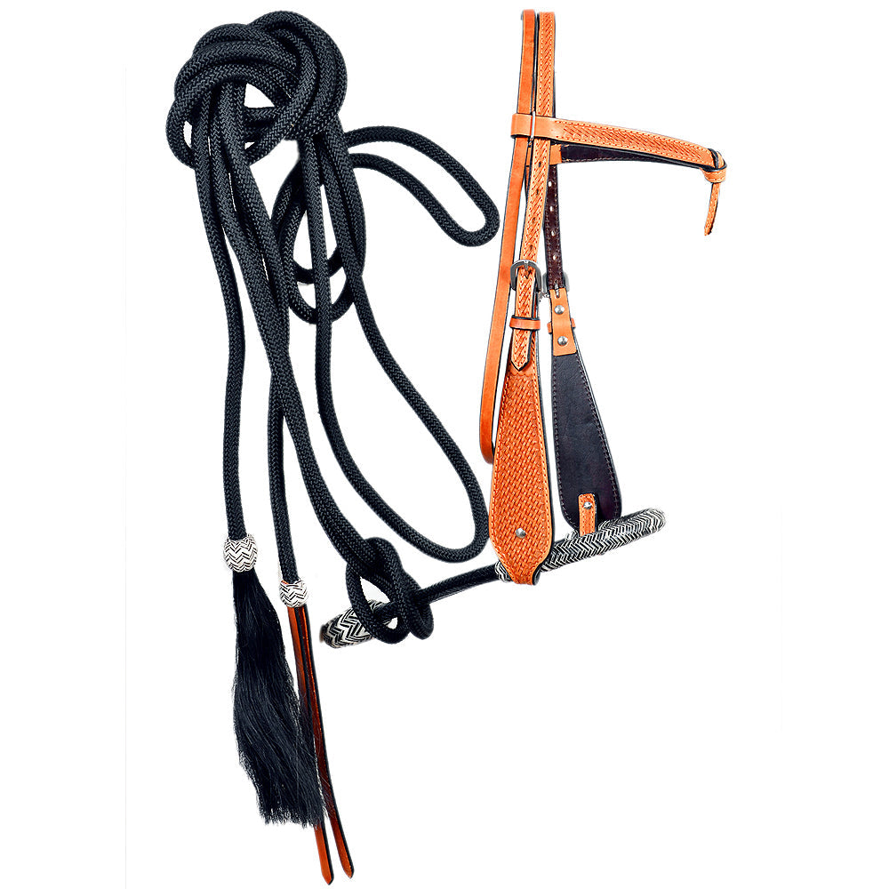 Western Horse Headstall Tack Bridle American Leather Bitless Rein Hilason