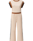Colorblock Cap Sleeve Tee and Pants Set