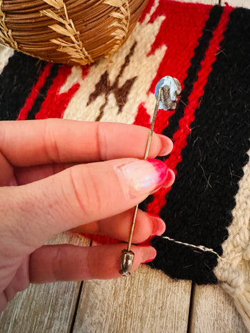 Vintage Navajo Mother of Pearl & Turquoise Hat Pin | Old Pawn Elegance