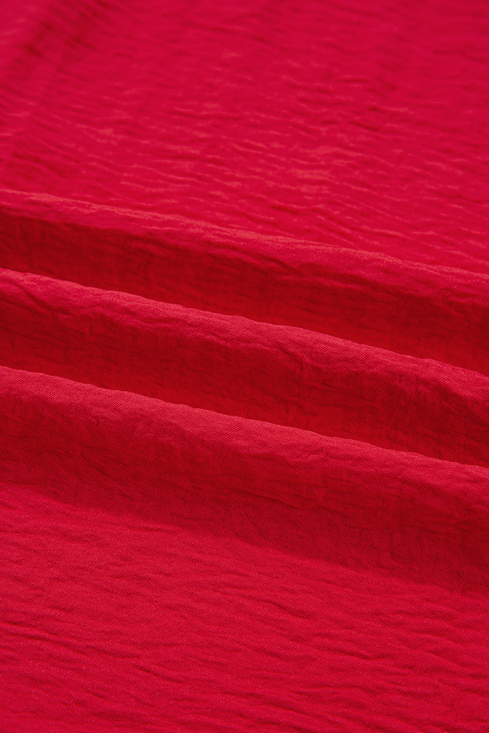 Solid Collared V-Neck Smocked 3/4 Sleeve Top