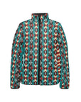 Teal Aztec Women's Puffy Bomber Jacket