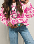 Western Bows & Horseshoes Long Sleeve Sweater